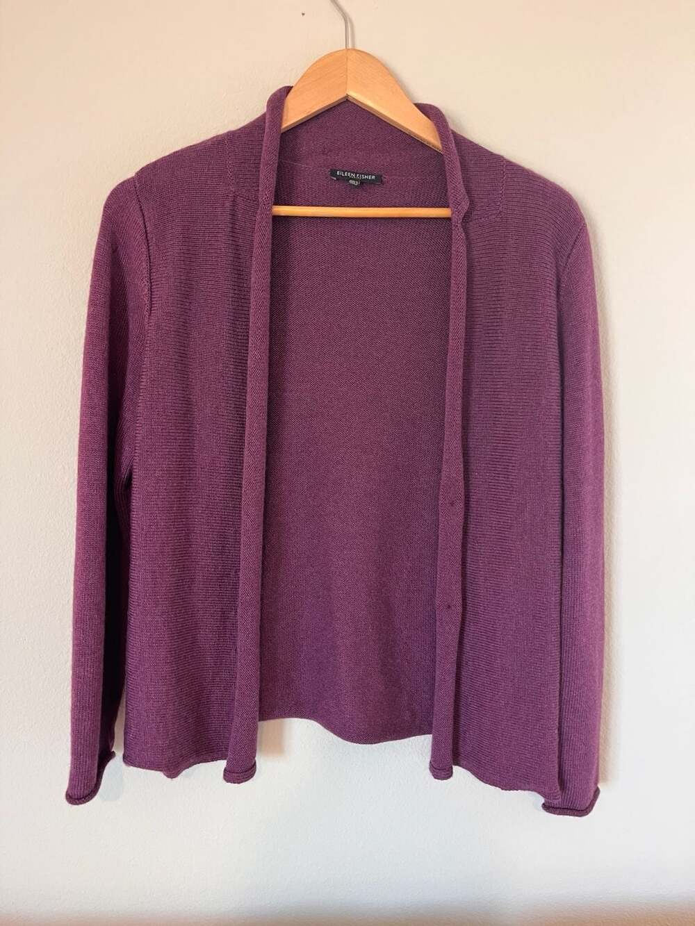 Eileen Fisher Open Front Cardigan in Plum, MP, excellent condition